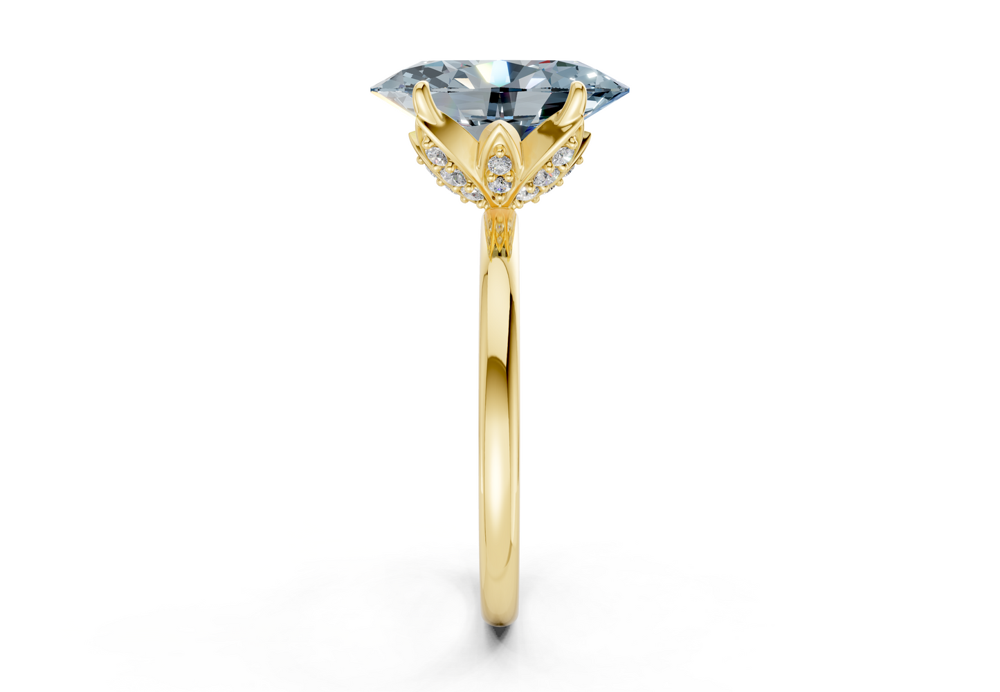 Skye Blue Diamond Solitaire Oval Cut 1.8mm Engagement Ring
