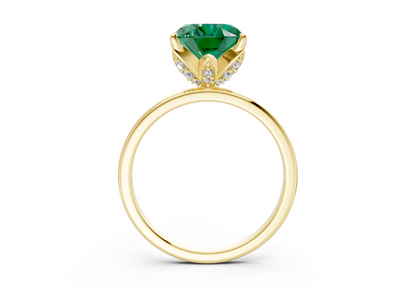 Skye Emerald Gemstone Solitaire Oval Cut 1.8mm Engagement Ring