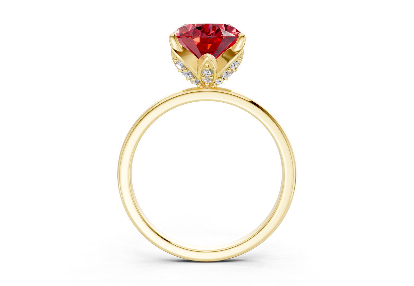 Skye Ruby Gemstone Solitaire Oval Cut 1.8mm Engagement Ring