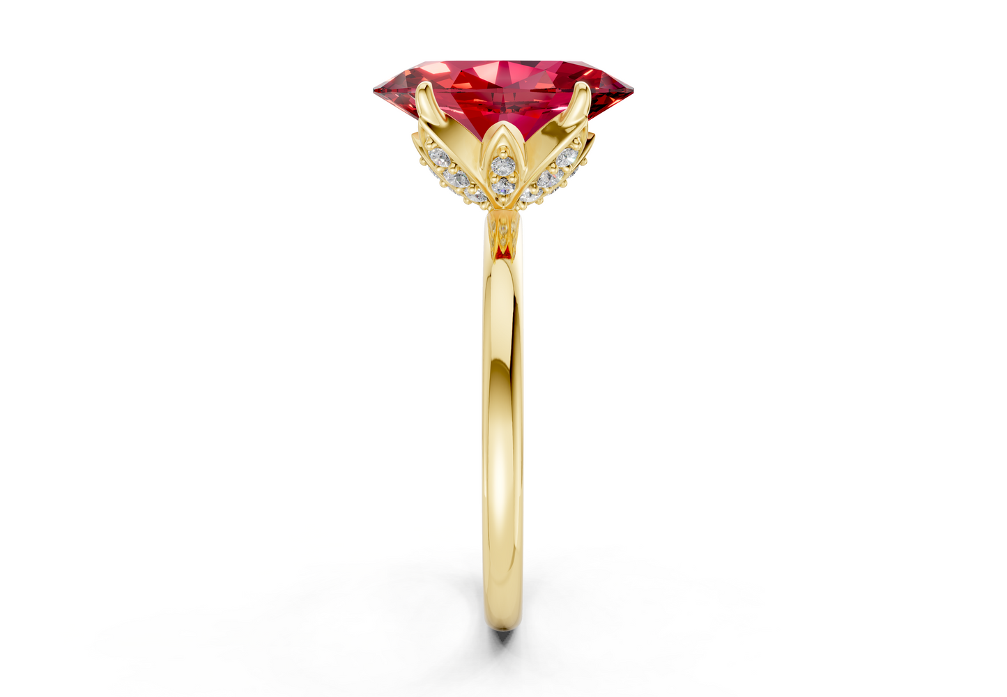 Skye Ruby Gemstone Solitaire Oval Cut 1.8mm Engagement Ring