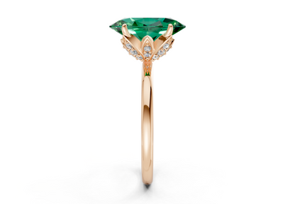 Skye Emerald Gemstone Solitaire Oval Cut 1.8mm Engagement Ring
