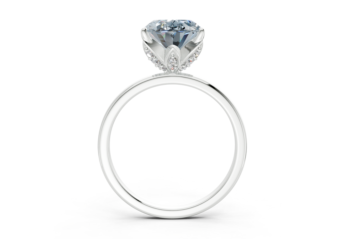Skye Blue Diamond Solitaire Oval Cut 1.8mm Engagement Ring