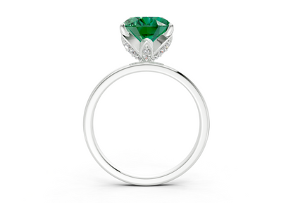 Skye Emerald Gemstone Solitaire Oval Cut 1.8mm Engagement Ring