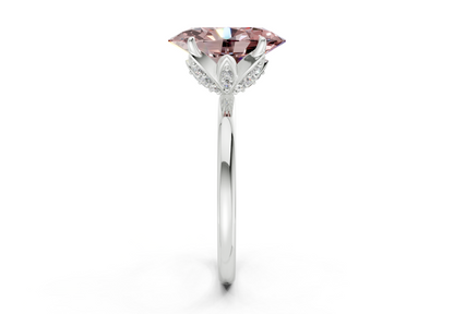 Skye Pink Diamond Solitaire Oval Cut 1.8mm Engagement Ring