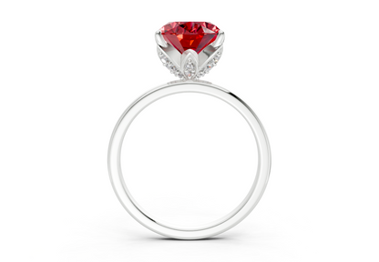 Skye Ruby Gemstone Solitaire Oval Cut 1.8mm Engagement Ring