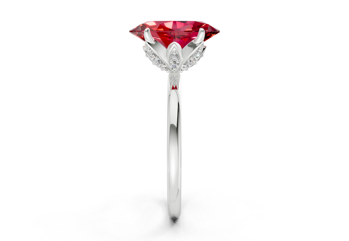 Skye Ruby Gemstone Solitaire Oval Cut 1.8mm Engagement Ring