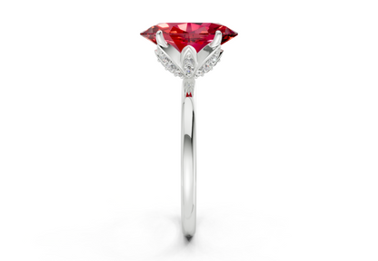 Skye Ruby Gemstone Solitaire Oval Cut 1.8mm Engagement Ring