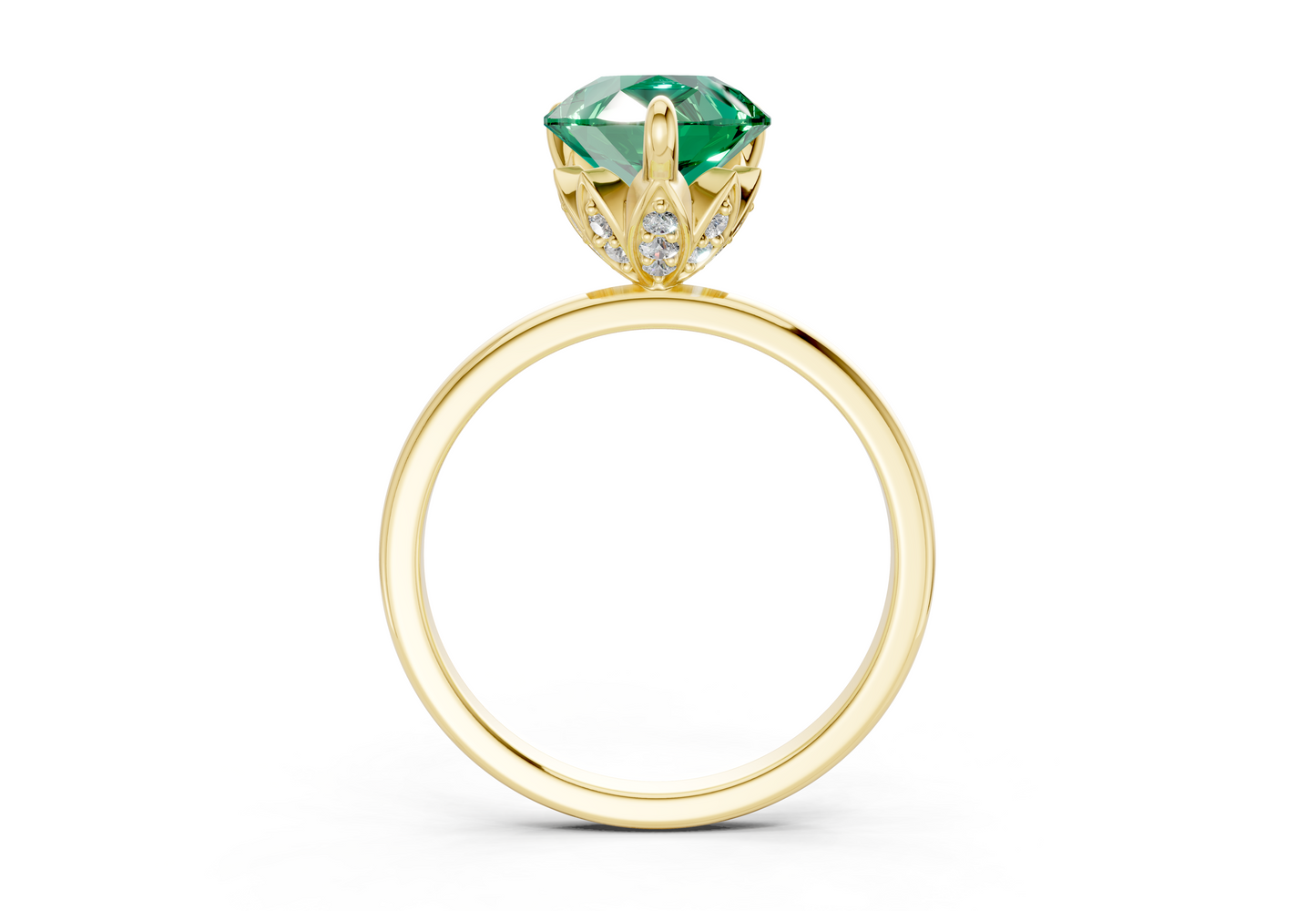 Skye Emerald Gemstone Solitaire Pear Cut 1.8mm Engagement Ring