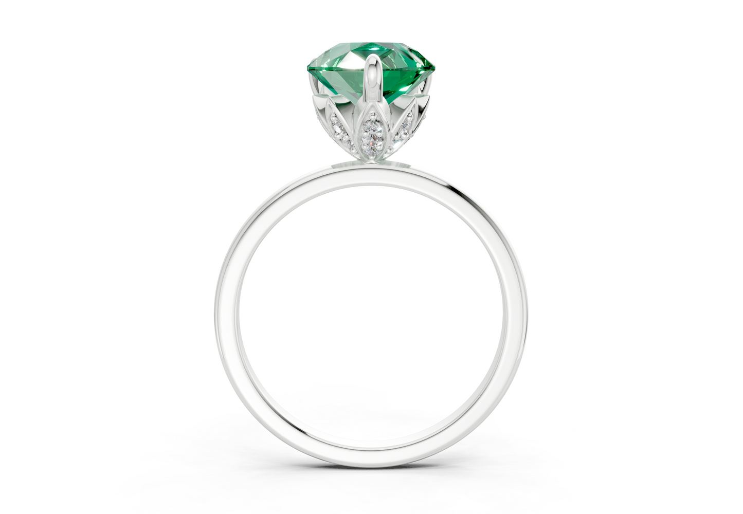 Skye Emerald Gemstone Solitaire Pear Cut 1.8mm Engagement Ring