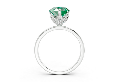 Skye Emerald Gemstone Solitaire Pear Cut 1.8mm Engagement Ring