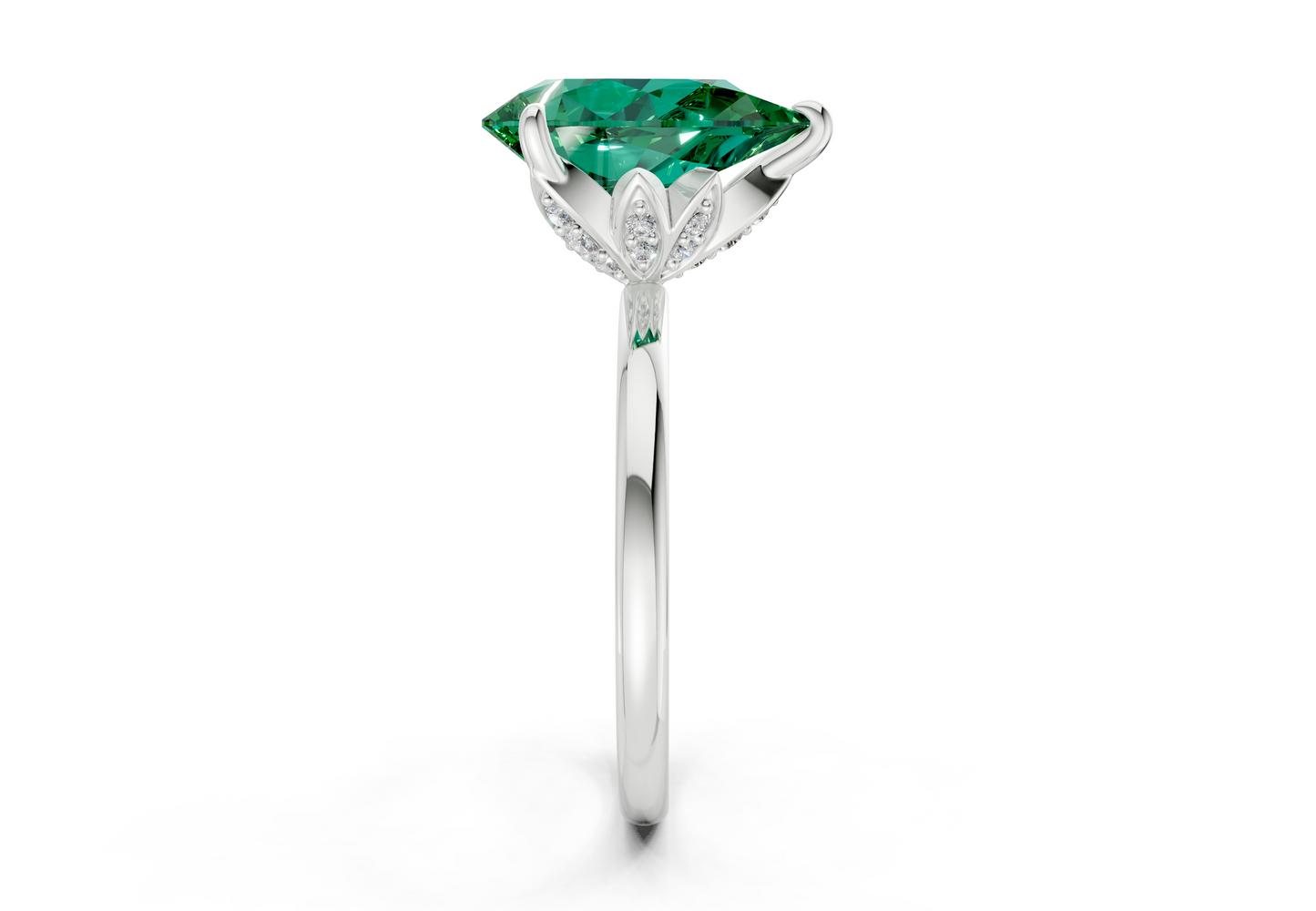 Skye Emerald Gemstone Solitaire Pear Cut 1.8mm Engagement Ring