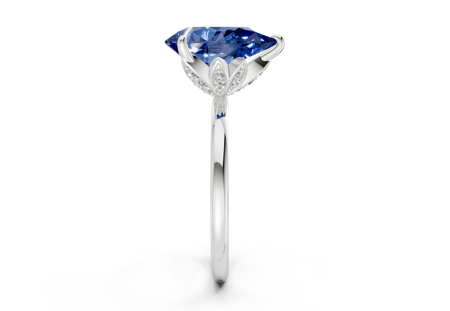 Skye Sapphire Gemstone Solitaire Pear Cut 1.8mm Engagement Ring