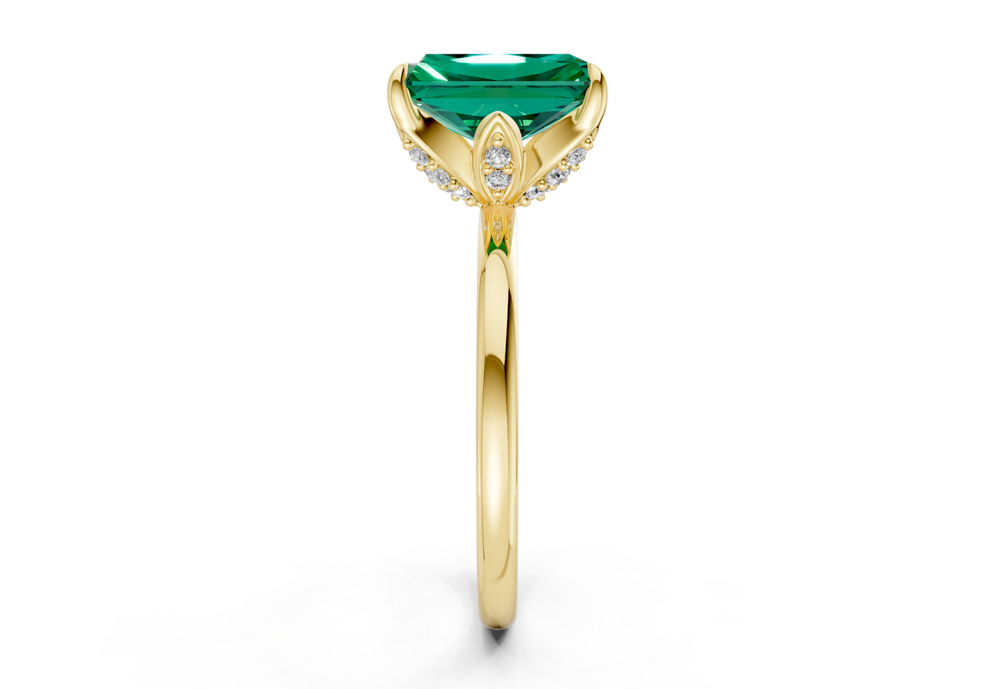 Skye Emerald Gemstone Solitaire Radiant Cut 1.8mm Engagement Ring