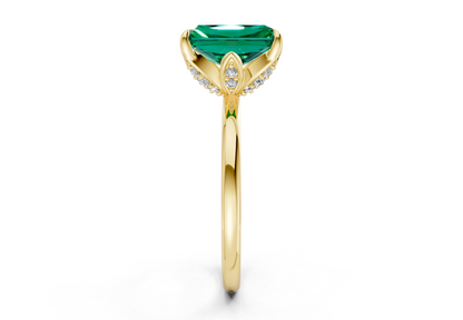 Skye Emerald Gemstone Solitaire Radiant Cut 1.8mm Engagement Ring