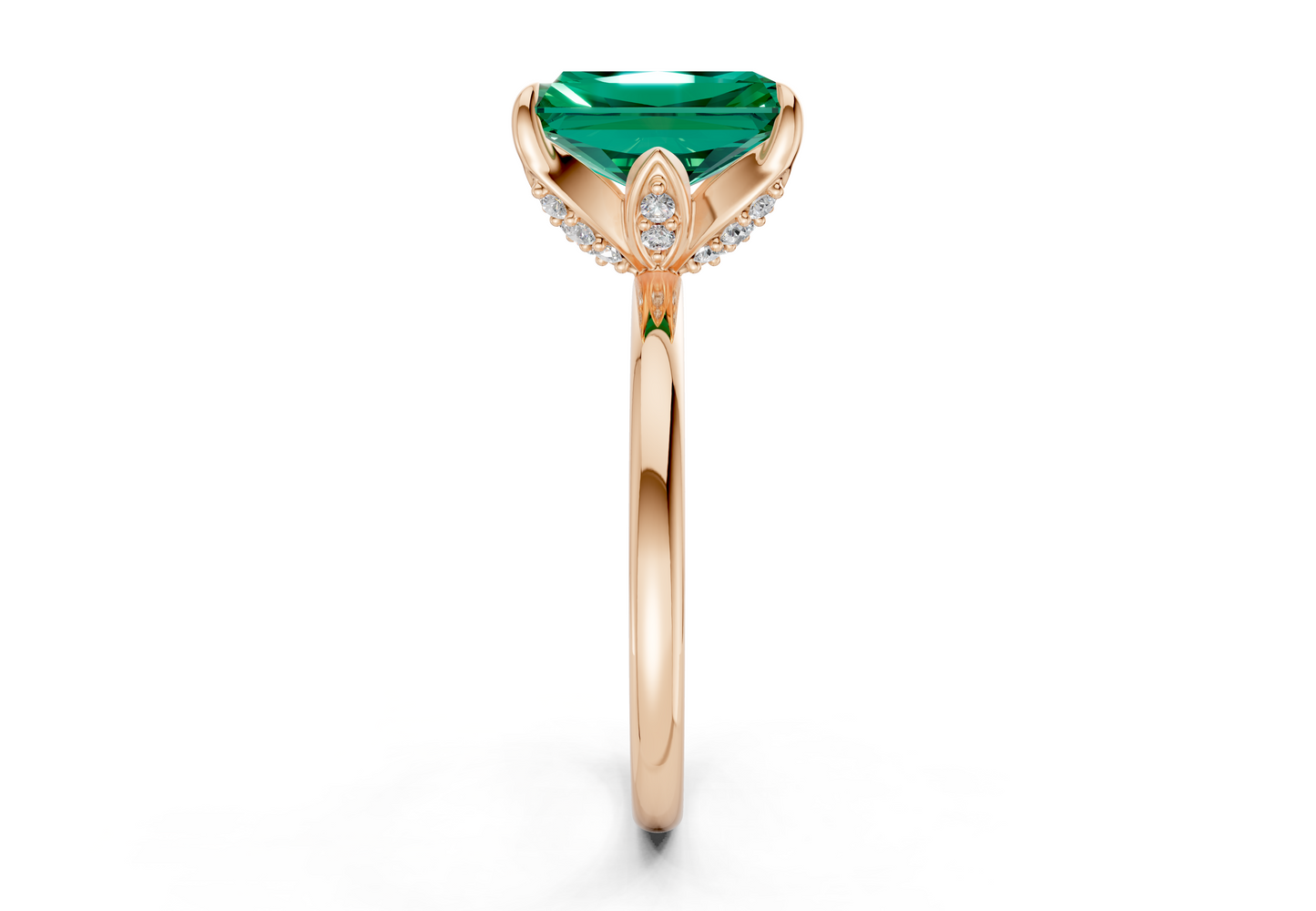 Skye Emerald Gemstone Solitaire Radiant Cut 1.8mm Engagement Ring