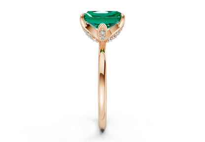 Skye Emerald Gemstone Solitaire Radiant Cut 1.8mm Engagement Ring