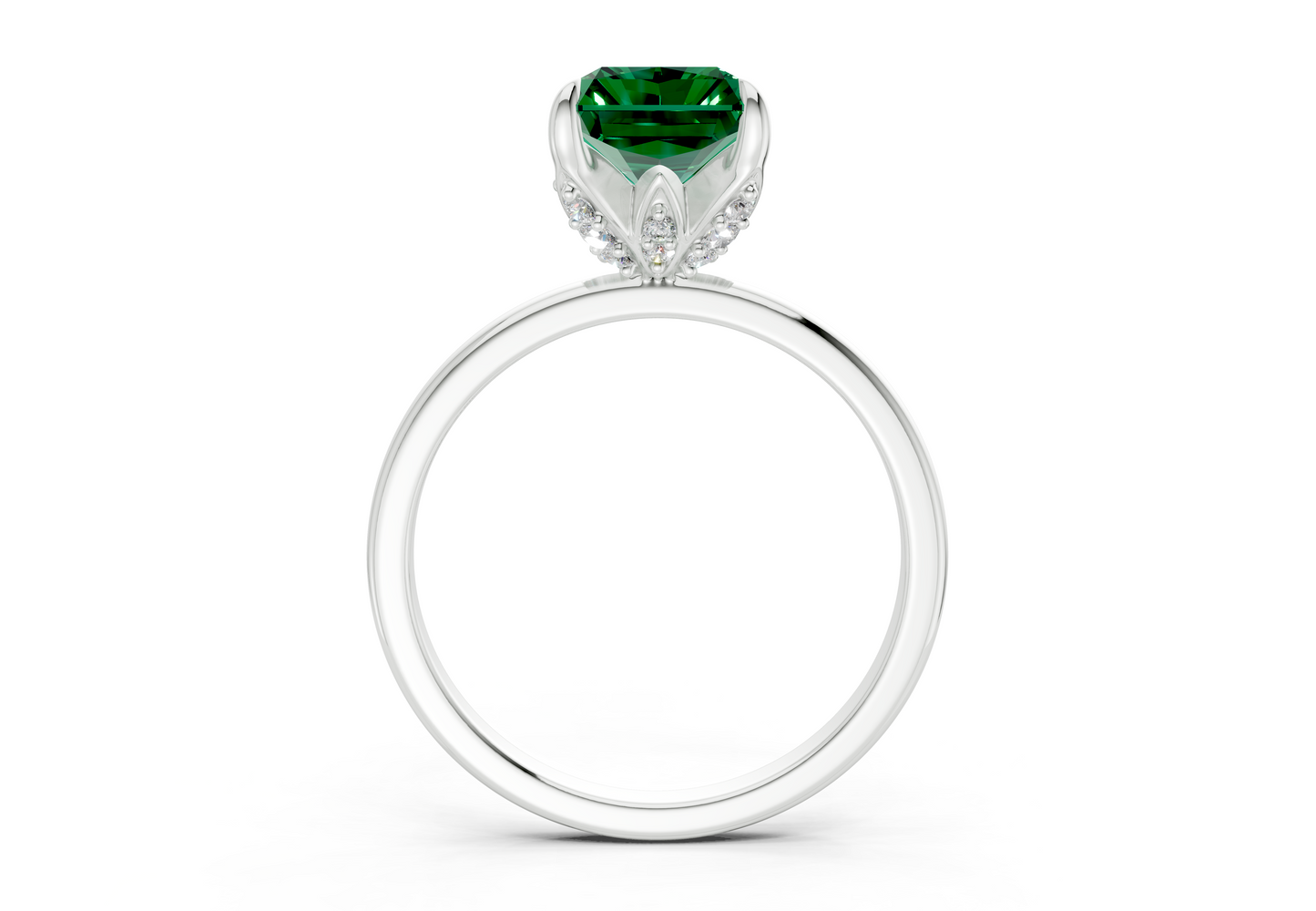 Skye Emerald Gemstone Solitaire Radiant Cut 1.8mm Engagement Ring