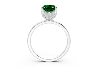 Skye Emerald Gemstone Solitaire Radiant Cut 1.8mm Engagement Ring