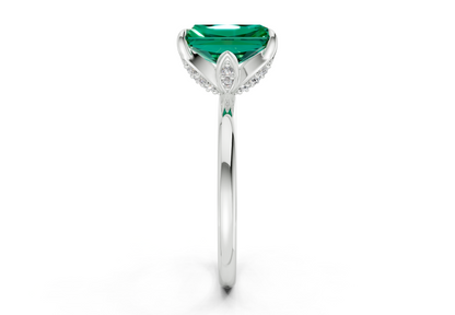 Skye Emerald Gemstone Solitaire Radiant Cut 1.8mm Engagement Ring