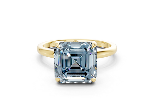 Skye Blue Diamond Solitaire Asscher Cut 1.8mm Engagement Ring
