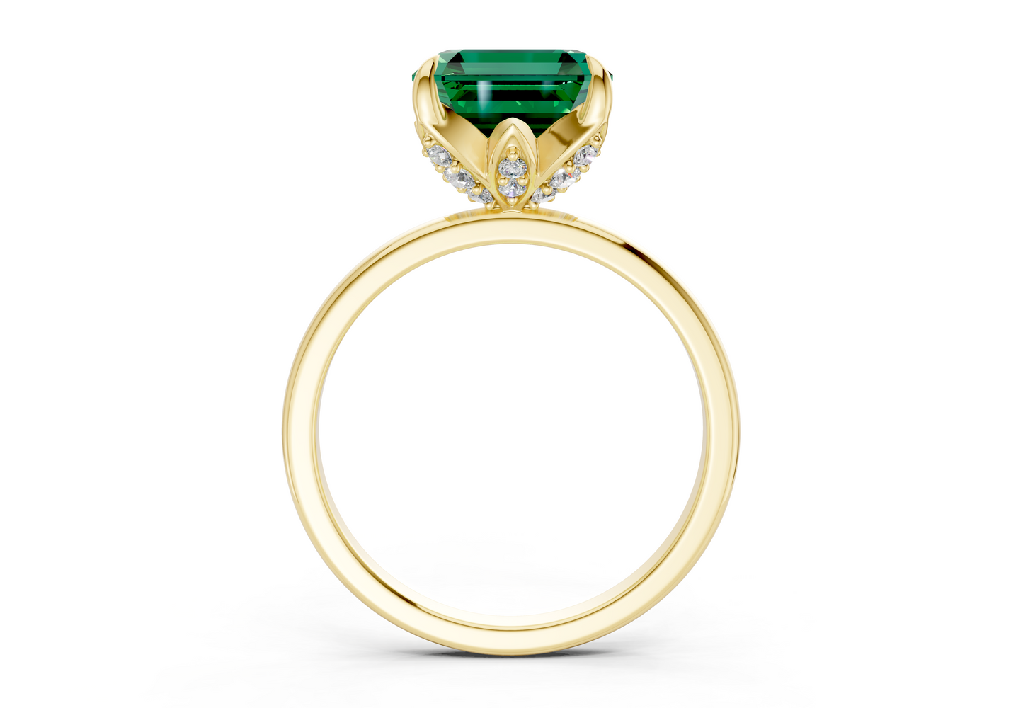 Skye Emerald Gemstone Solitaire Asscher Cut 1.8mm Engagement Ring