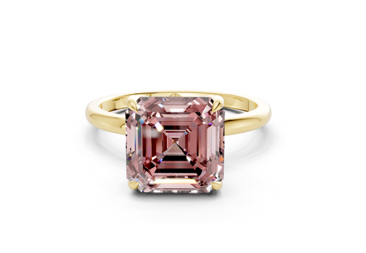 Skye Pink Diamond Solitaire Asscher Cut 1.8mm Engagement Ring
