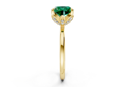 Skye Emerald Gemstone Solitaire Cushion Squareuare Cut 1.8mm Engagement Ring