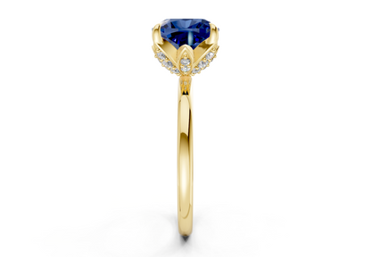 Skye Sapphire Gemstone Solitaire Cushion Squareuare Cut 1.8mm Engagement Ring