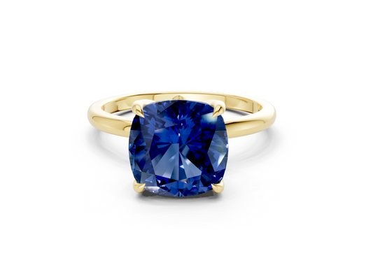 Skye Sapphire Gemstone Solitaire Cushion Squareuare Cut 1.8mm Engagement Ring