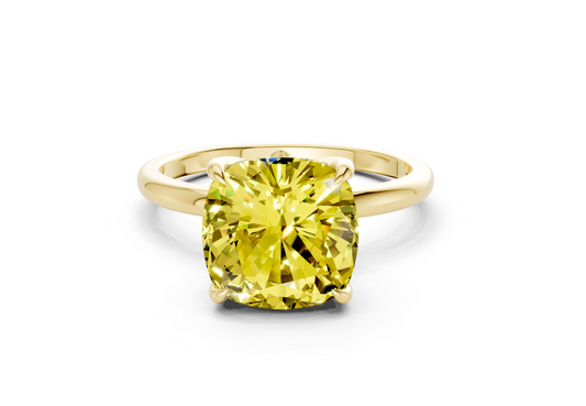 Skye Yellow Diamond Solitaire Cushion Squareuare Cut 1.8mm Engagement Ring