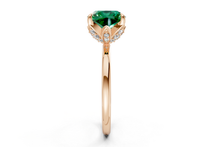Skye Emerald Gemstone Solitaire Cushion Squareuare Cut 1.8mm Engagement Ring