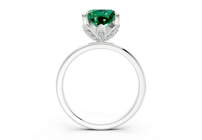 Skye Emerald Gemstone Solitaire Cushion Squareuare Cut 1.8mm Engagement Ring