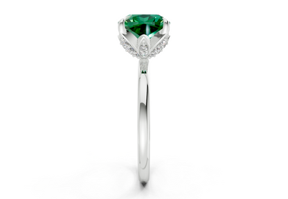 Skye Emerald Gemstone Solitaire Cushion Squareuare Cut 1.8mm Engagement Ring