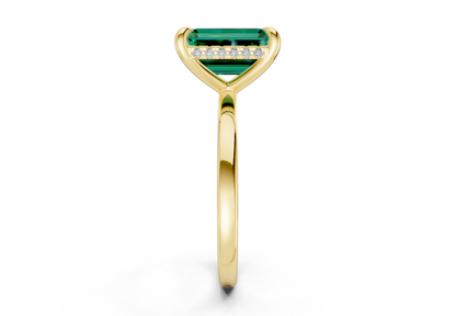 Solstice Emerald Gemstone Solitaire Emerald Cut 1.8mm Engagement Ring