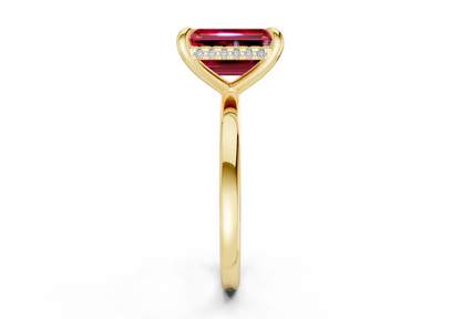 Solstice Ruby Gemstone Solitaire Emerald Cut 1.8mm Engagement Ring