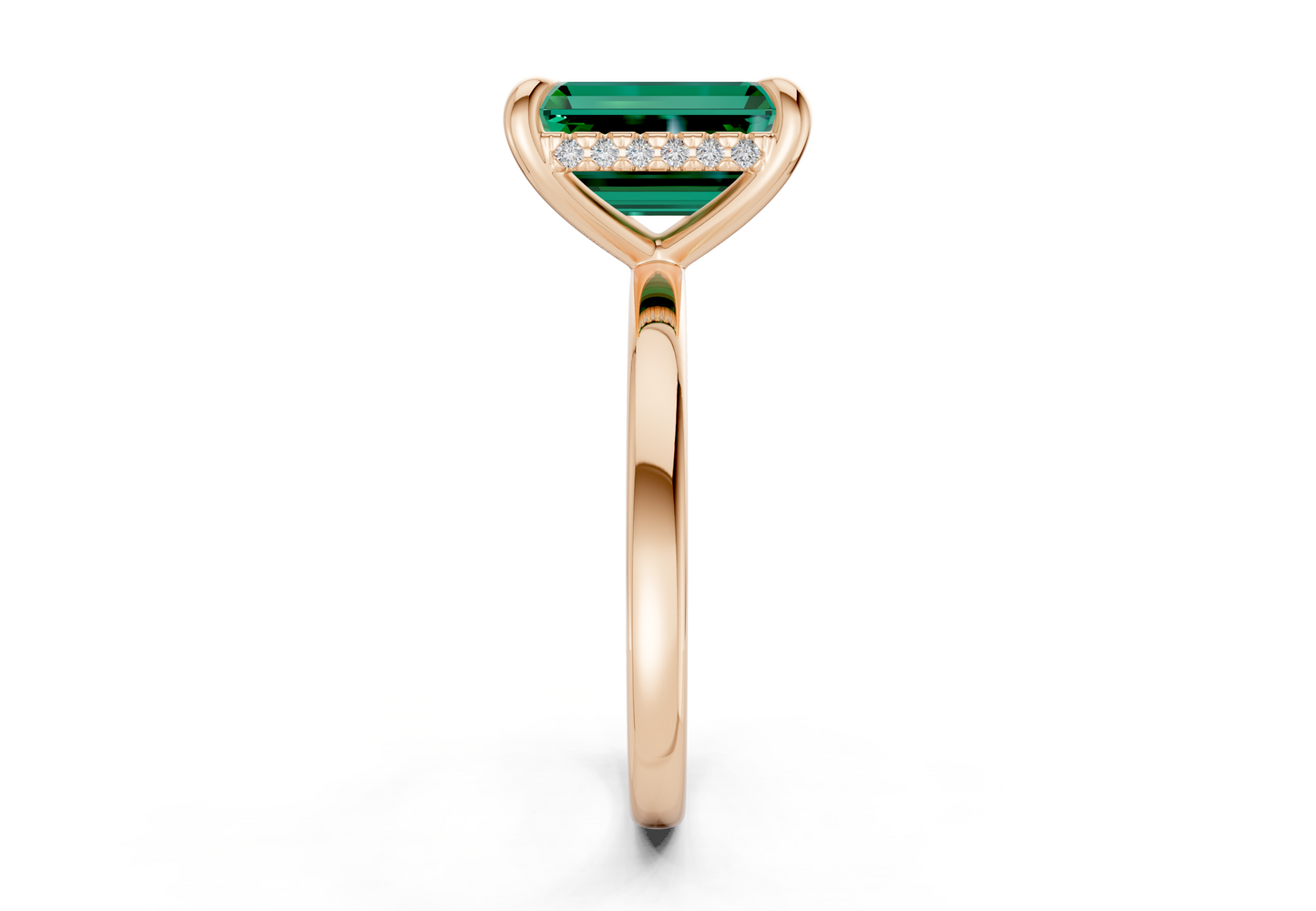Solstice Emerald Gemstone Solitaire Emerald Cut 1.8mm Engagement Ring