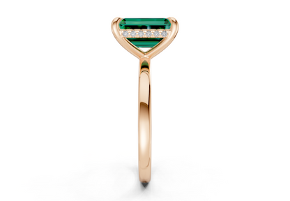 Solstice Emerald Gemstone Solitaire Emerald Cut 1.8mm Engagement Ring
