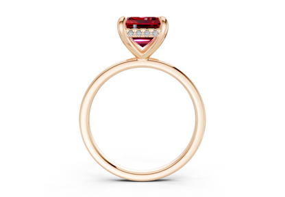Solstice Ruby Gemstone Solitaire Emerald Cut 1.8mm Engagement Ring