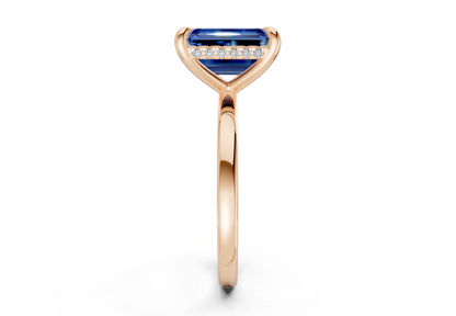Solstice Sapphire Gemstone Solitaire Emerald Cut 2.3mm Engagement Ring
