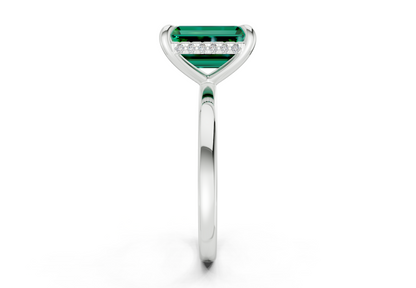 Solstice Emerald Gemstone Solitaire Emerald Cut 1.8mm Engagement Ring
