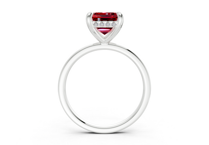 Solstice Ruby Gemstone Solitaire Emerald Cut 2mm Engagement Ring