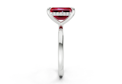 Solstice Ruby Gemstone Solitaire Emerald Cut 1.8mm Engagement Ring