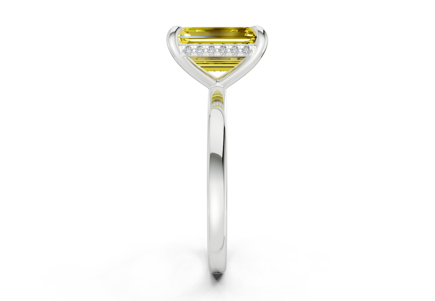 Solstice Yellow Diamond Solitaire Emerald Cut 2.3mm Engagement Ring