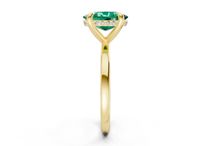 Solstice Emerald Gemstone Solitaire Elongated Cushion Cut 2.3mm Engagement Ring