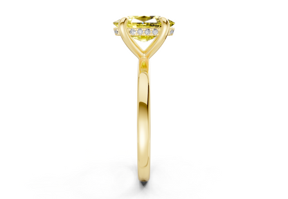Solstice Yellow Diamond Solitaire Elongated Cushion Cut 2.3mm Engagement Ring