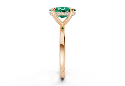 Solstice Emerald Gemstone Solitaire Elongated Cushion Cut 2.3mm Engagement Ring