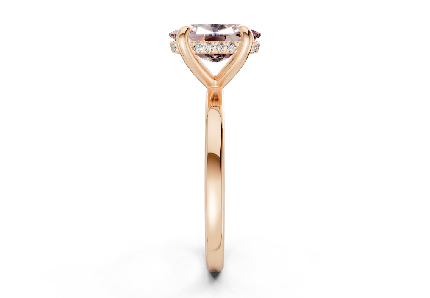 Solstice Pink Diamond Solitaire Elongated Cushion Cut 1.8mm Engagement Ring