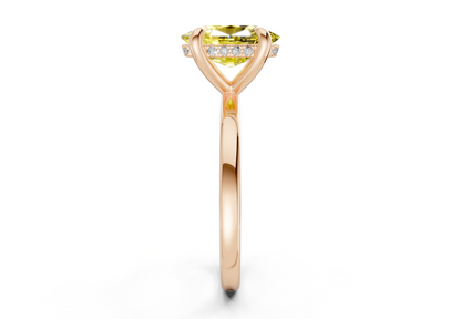 Solstice Yellow Diamond Solitaire Elongated Cushion Cut 2.3mm Engagement Ring
