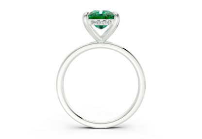 Solstice Emerald Gemstone Solitaire Elongated Cushion Cut 2mm Engagement Ring