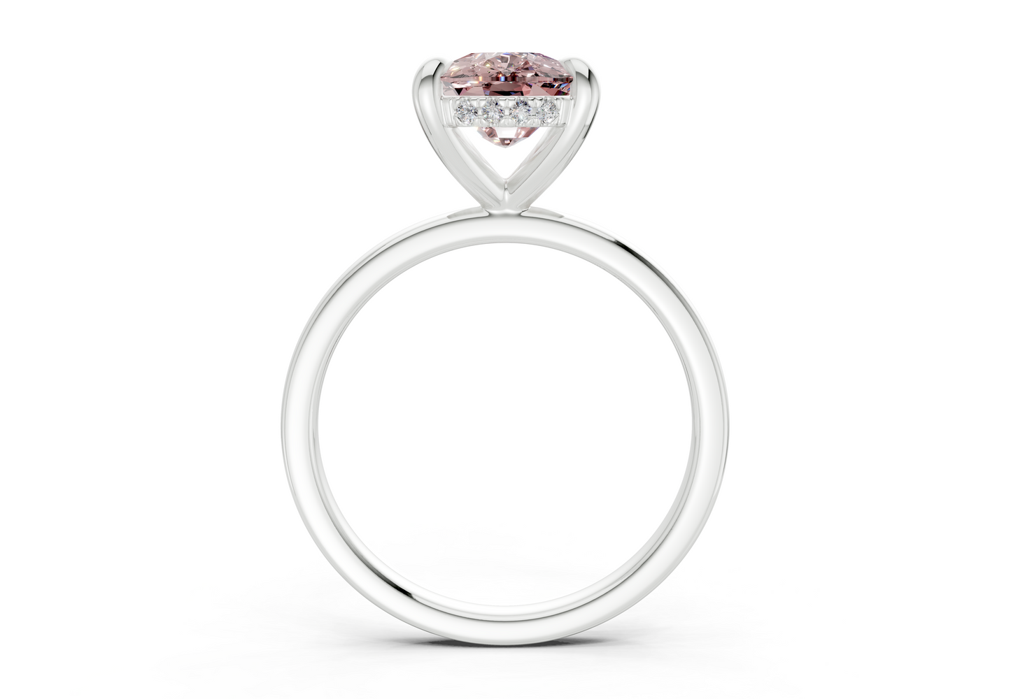 Solstice Pink Diamond Solitaire Elongated Cushion Cut 1.8mm Engagement Ring